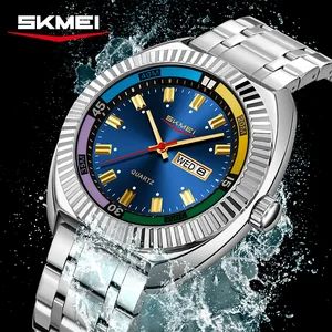 Skmei 9353 Men's Quartz Watch Business Leisure Fashion Dial Stainless Steel Band Water Resistant Antique Cartoon Style