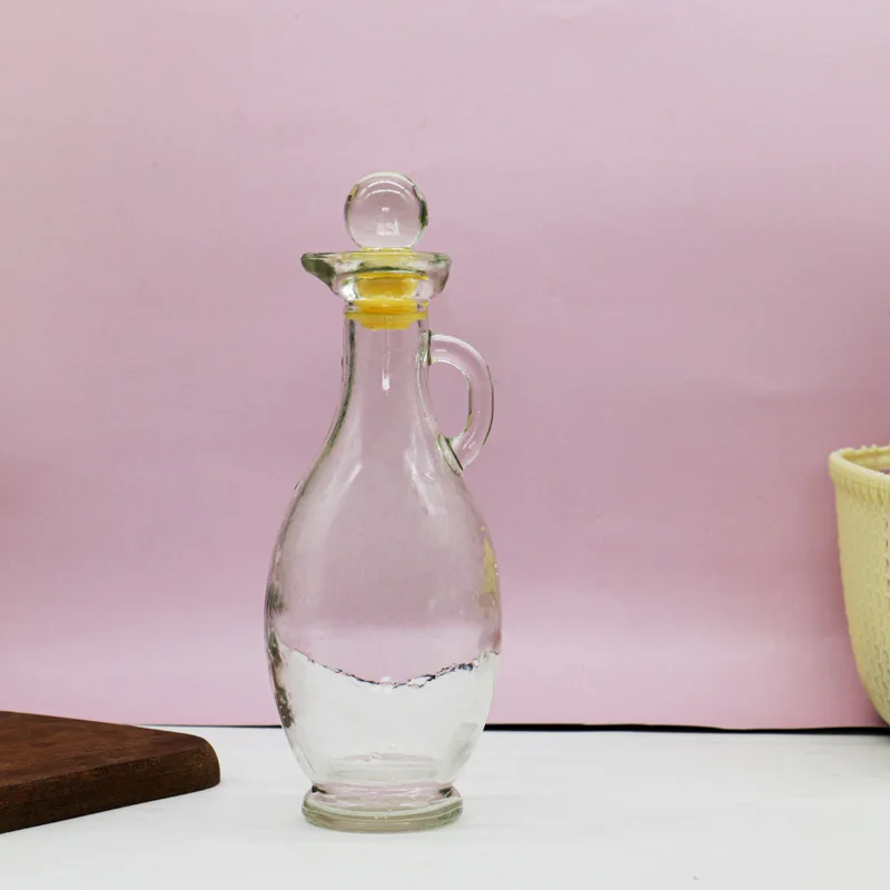 Instagram Style Long Necked Single Ear Seasoning Glass Bottle With Handle, Slim Mouthed Teapot Shaped Transparent Bottle