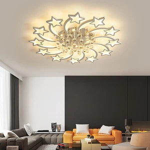 Modern Luxury 62W LED Ceiling Lights Acrylic Crystal Lighting for Dining Living Room Hotel Lobby Dimmable Remote Control IP44