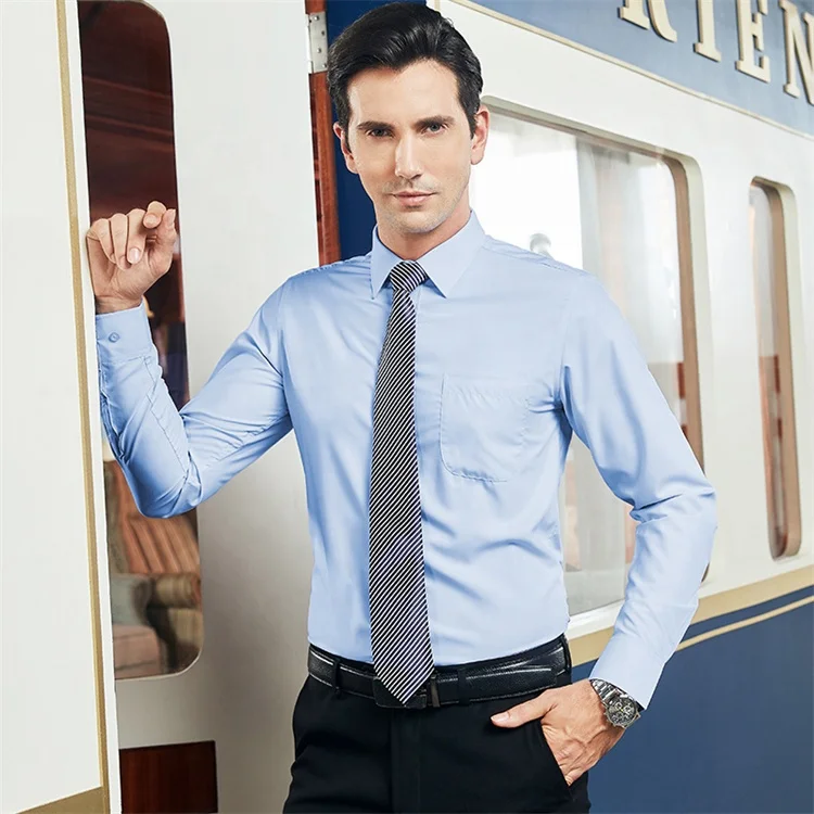 custom fitted dress shirt wholesale Wholesale Long Sleeve Stretchy Shirt Custom Business Slim Fit Soft  Comfortable Casual Dress Shirt for Men