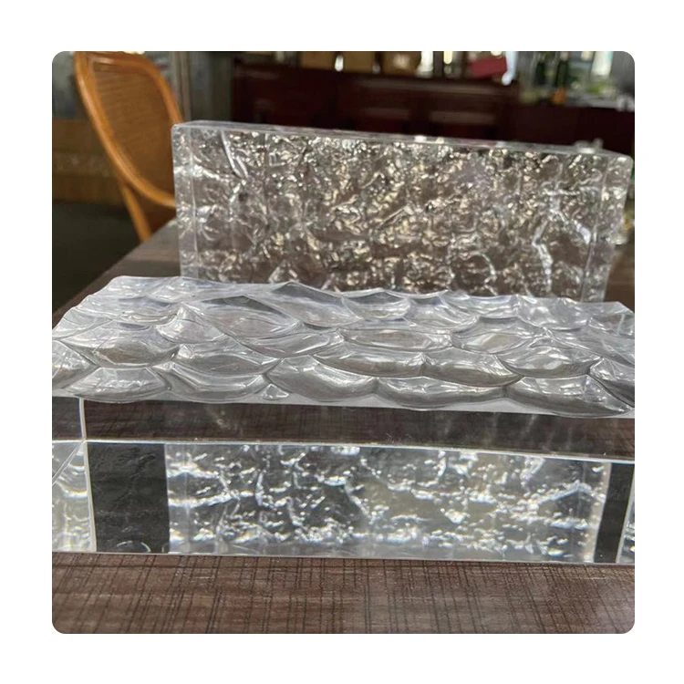 Plating Iridescent Glass Brick Water Cube Pattern Ultra Clear Solid Decorative Hot Melt Glass Bricks Blocks for Partition Wall