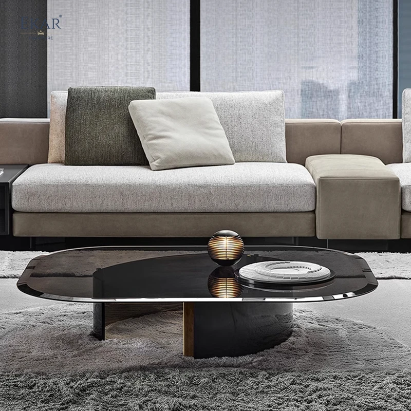 product new design sleek tempered golden glass coffe table living room furniture sets designer coffee table-62