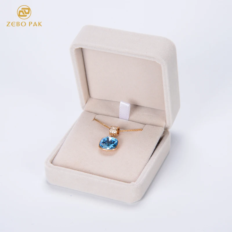 Zebo Custom logo Velvet Jewelry Box Set for Ring Pendant Bracelet Bangle Necklace Jewellery Boxes Packaging