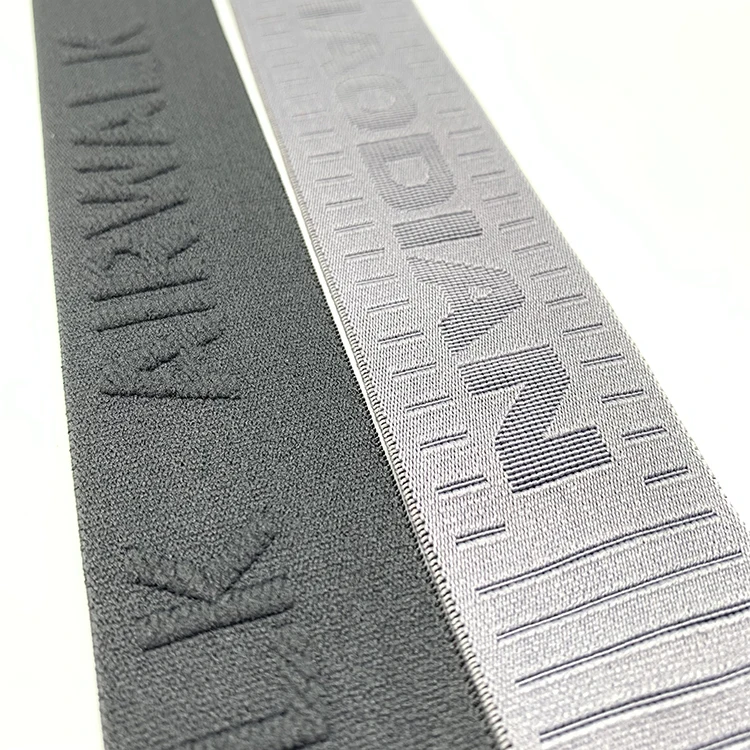 Custom Brand Embossed Weaving Logo Jacquard Woven Elastic Webbing Bra Panty Belt