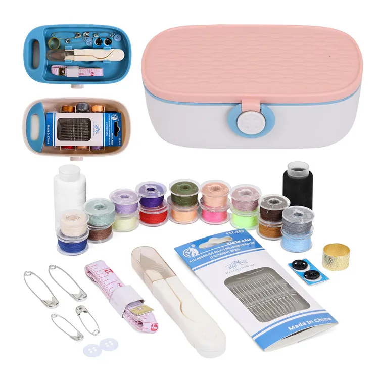 Portable Sewing Kit Travel Family Sewing Kit Set Box Thread Accessories Diy Supplies Plastic