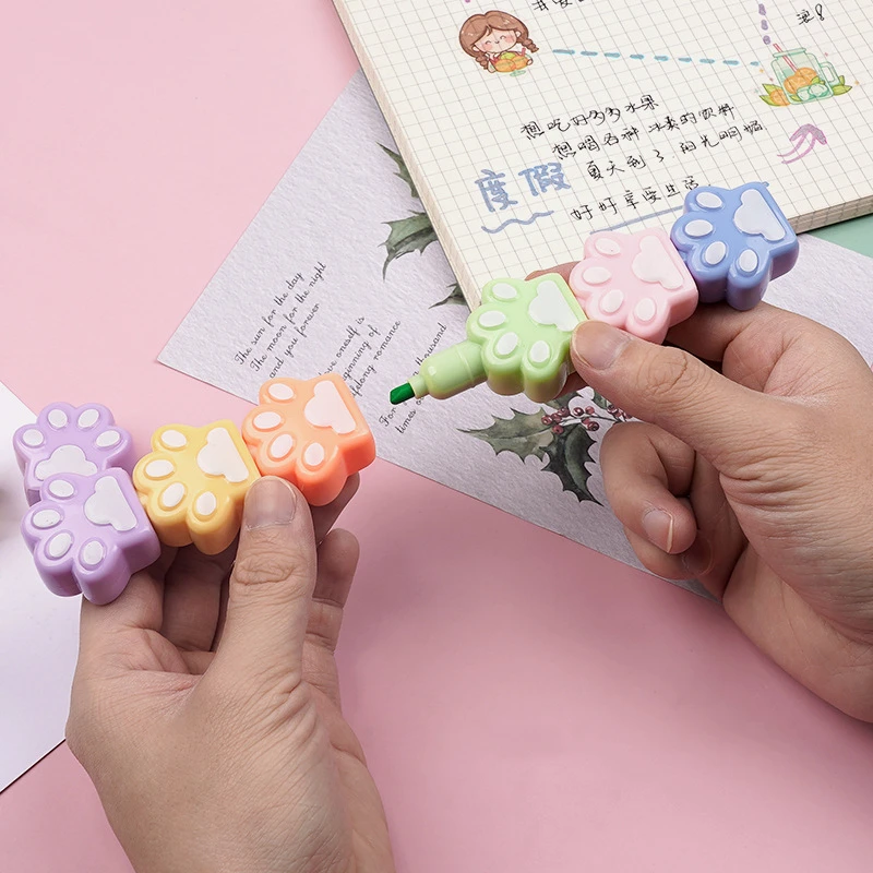 Креативные блоки кошачьи лапы маркер сегментированный милый 5 видов цветов для рисования школьные принадлежности канцелярские оптовая продажа