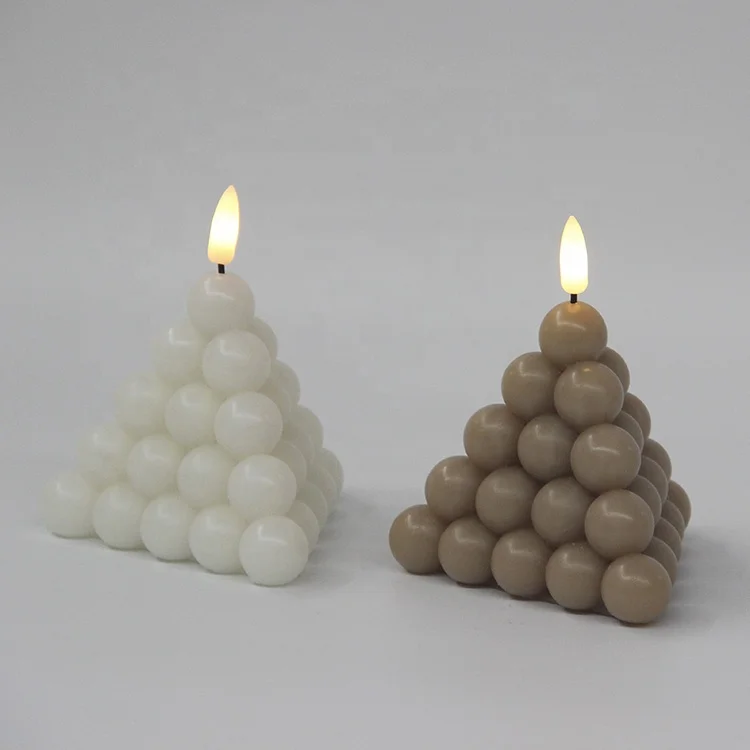Triangular Real Wax 3d Bubble Led Flicker Candle With Remote Control