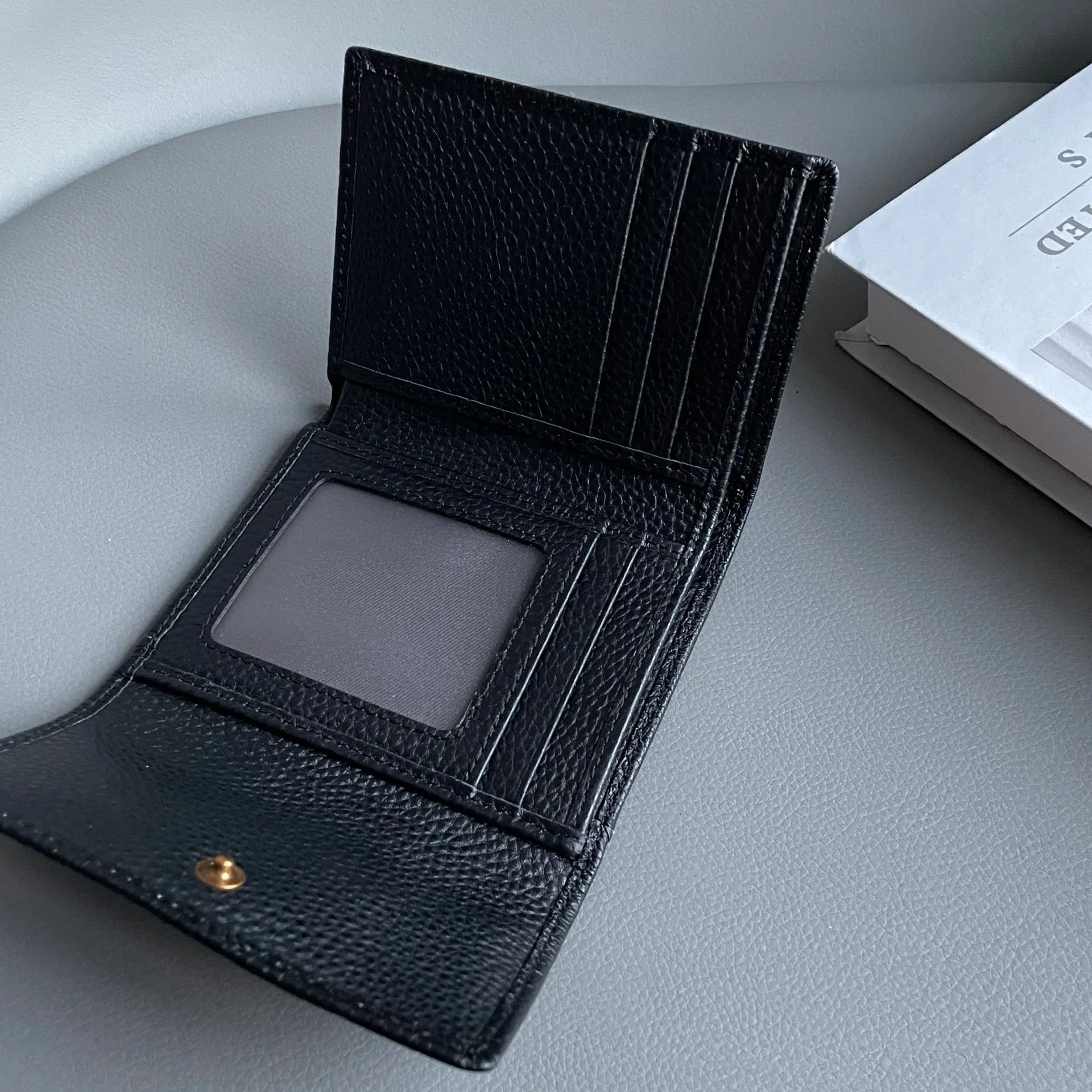 Black Leather Wallet Thin Card Holder Leather Pop Up Wallet Original ...