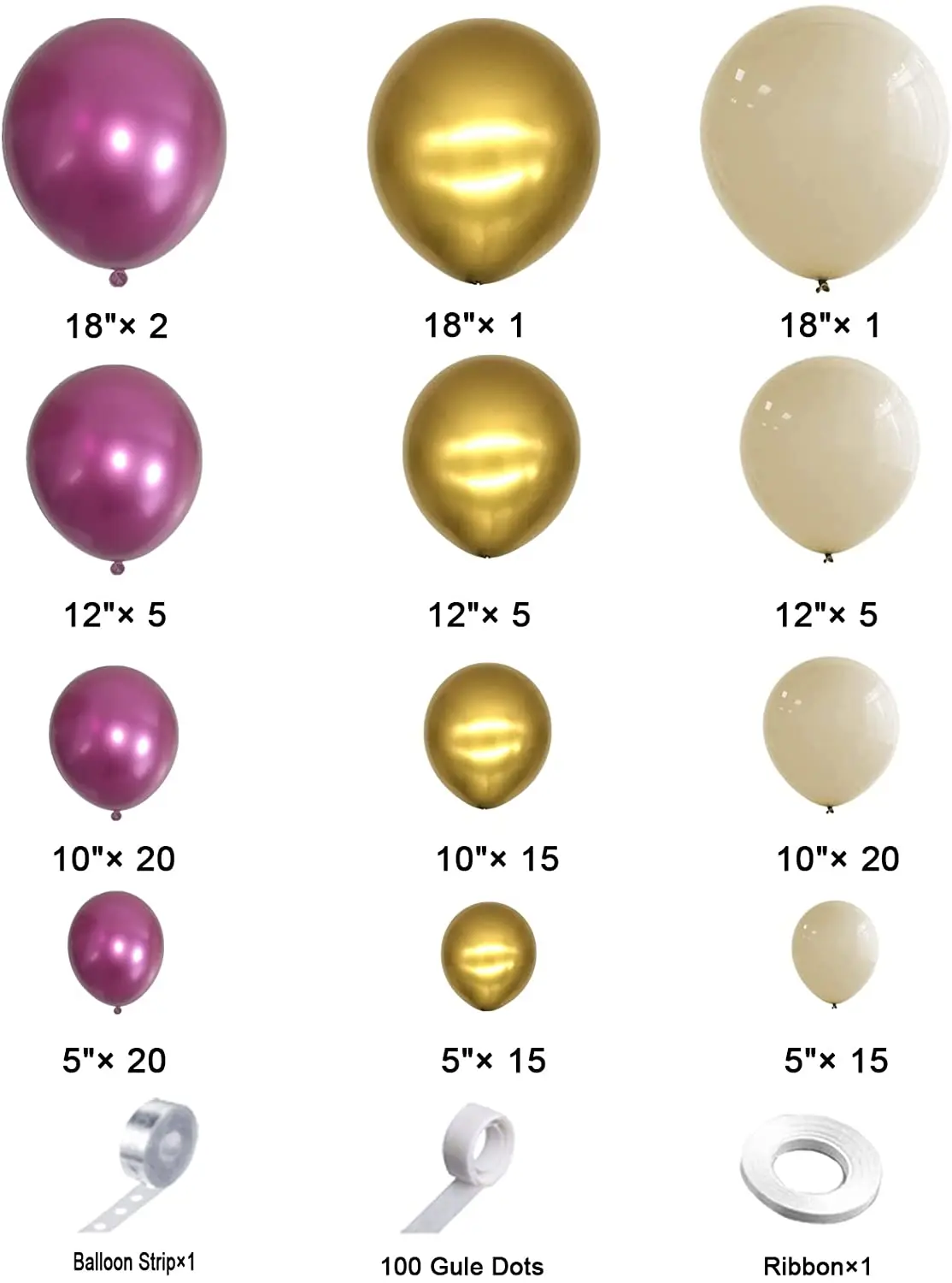 Bachelorette Party Birthday Wedding Baby Shower Decorations Metallic Magenta Purple Red Gold Balloons Garland Arch Kit