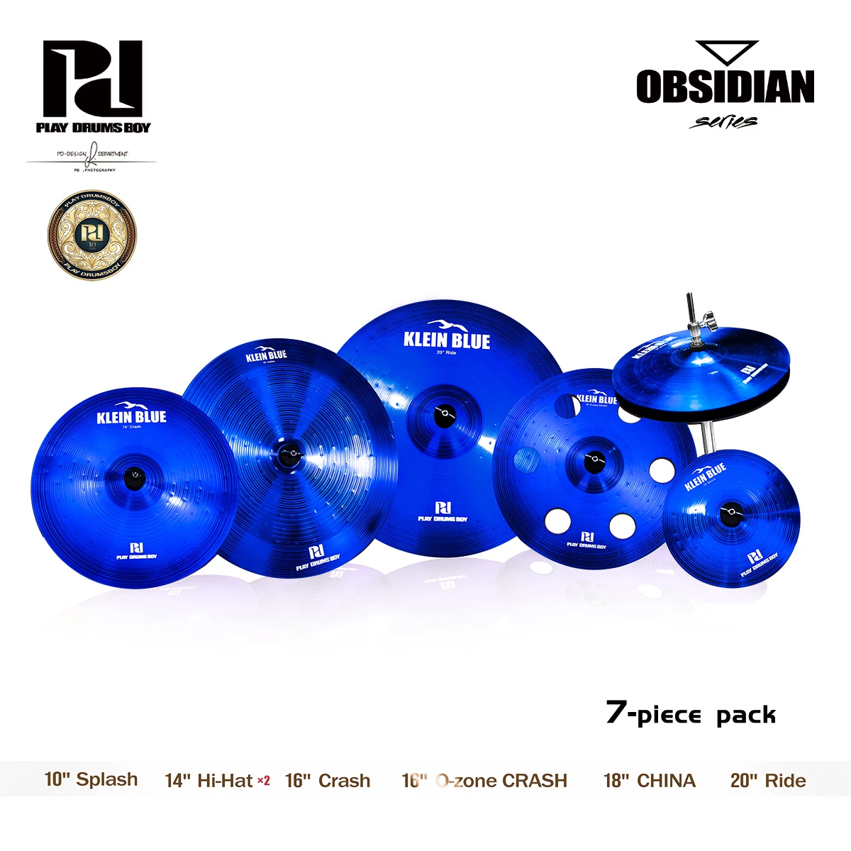 Professional 7-Piece PD Blue Cymbal Set for Drum Players