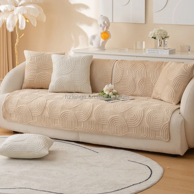 Velvet Quilted Sofa Couch Covers Nonslip Sectional Couch Cover