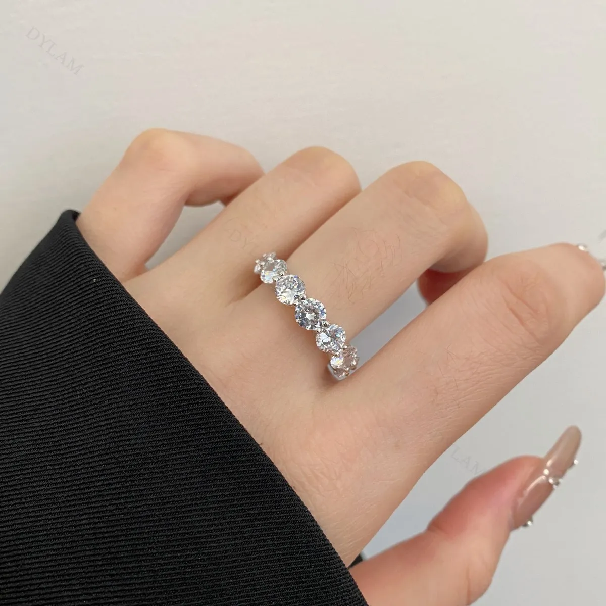 KAKODIY Classic Design Jewelry for Women Rhodium Plated 925 Sterling Silver Eternity Band 5A Cubic Zirconia Wedding Promise Ring detail 3