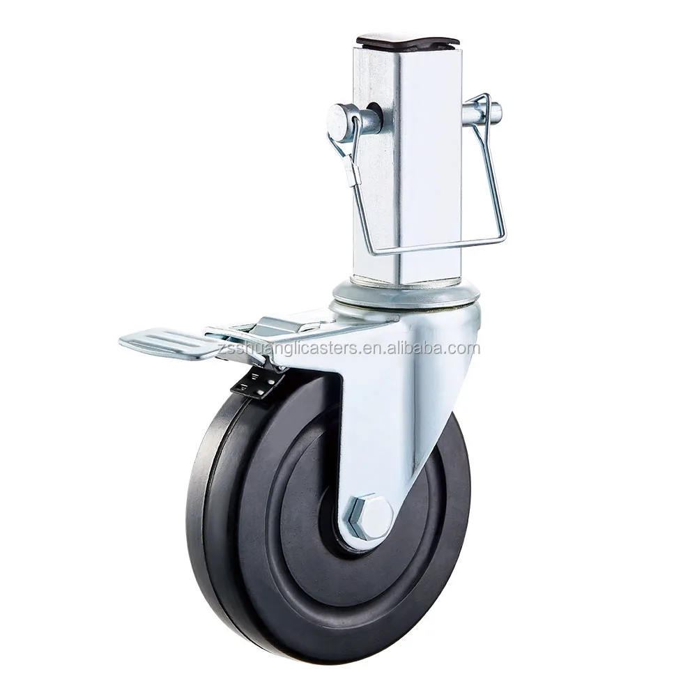 Scaffolding Caster Wheel 8 Inch Rubber Ladder Wheel With Hollow Stem