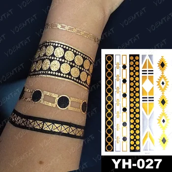 Diamond Chain bracelet Gold bronzing Waterproof tattoo Sticker
