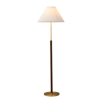 Factory Direct Classic Brass Home Hotel Bed Lamp Modern Portable Floor Lamp Lighting with Fabric Shade