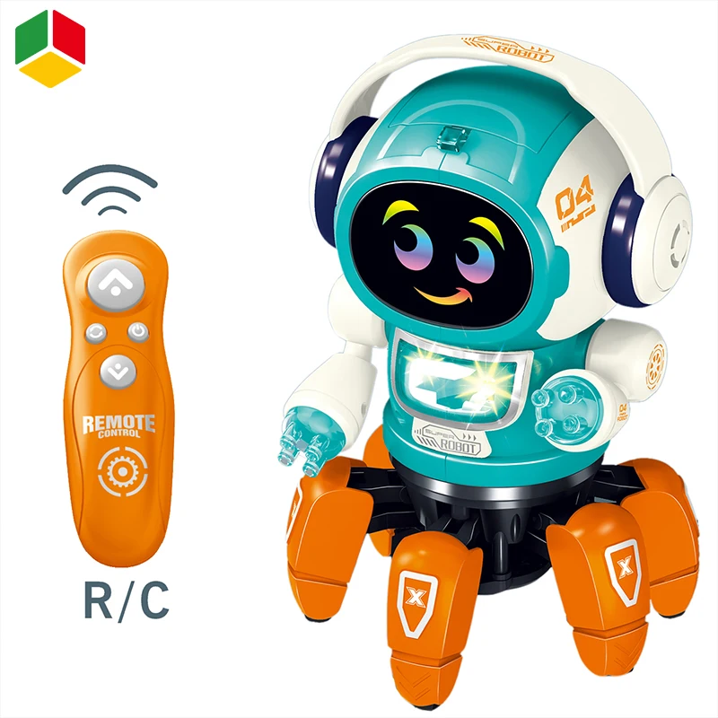 QS 2023 New Design Remote Control Mini Robot Toys Educational Electric Infrared Rotate Dancing Earphone Robot Toys for Kids