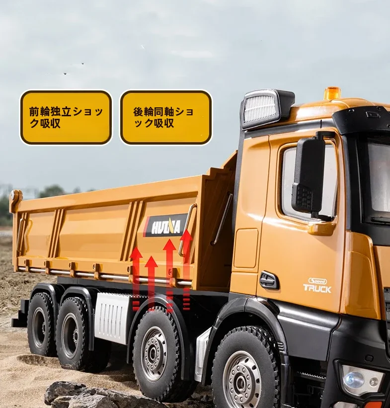 1/14サイズ　8輪ダンプカーラジコン　HUINA1536　メタル部品搭載 楽天市場】Huina Toys 1536 1/14 2.4GHz 12Ch RTR 4軸 8輪