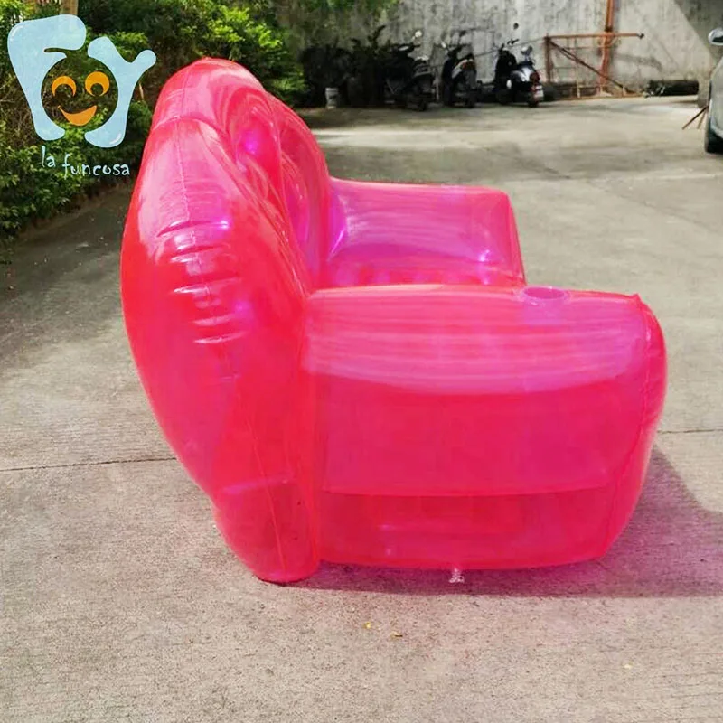 OEM Inflatable Clear Pink Double Person Sofa Blow up Chairs Portable  Camping Yard Couchs Inflatable Patio Furniture