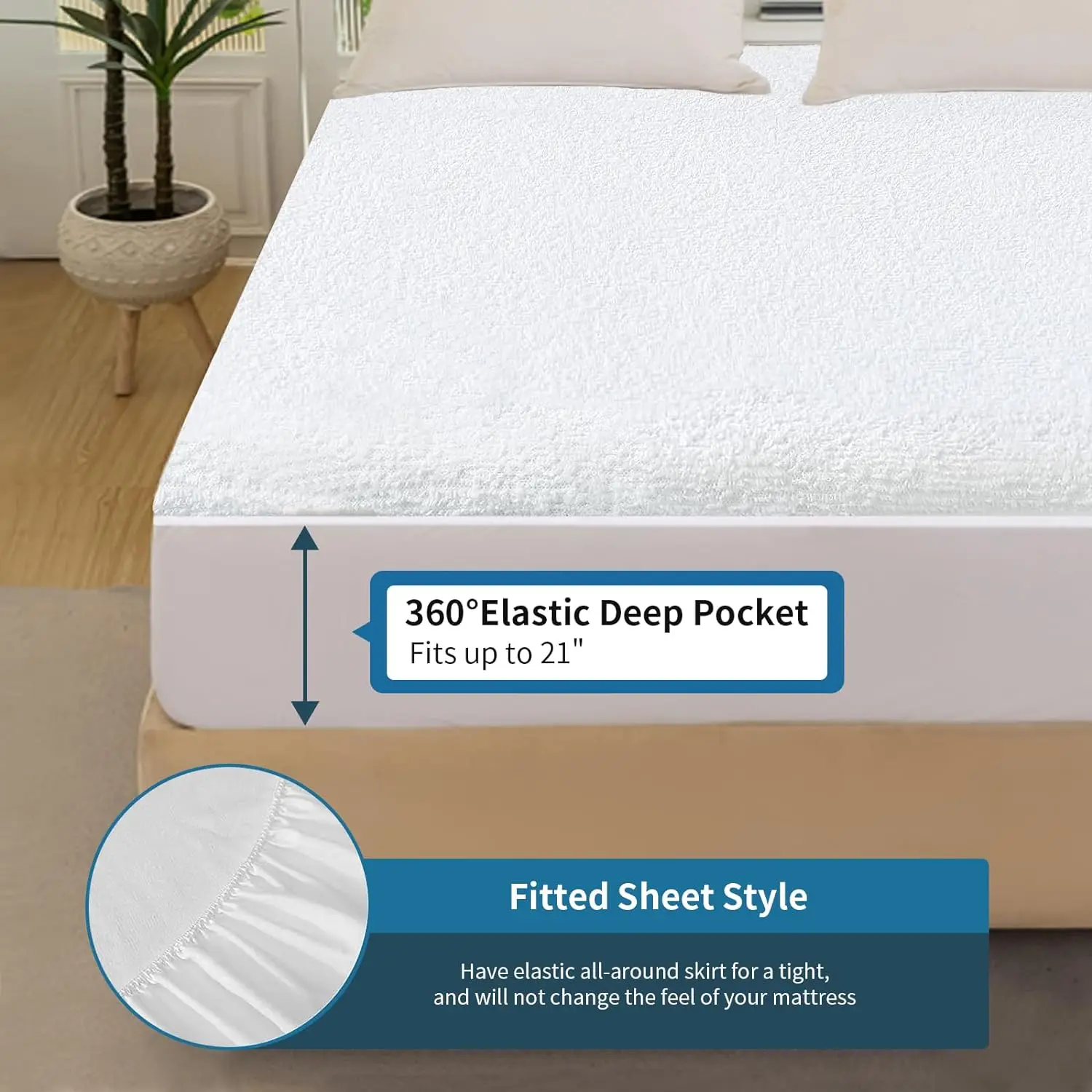 Pocket Spring Mattress Cover Bamboo Jacquard Water Proof Bed Sheet ...