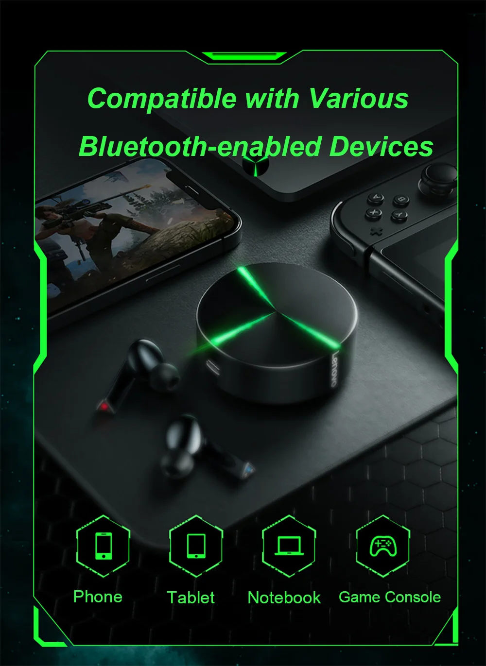 Original Lenovo GM1 TWS Game Headphones Bluetoot 5.0 Wireless headset Waterproof Low Latency E-sports Earplugs Android iOS