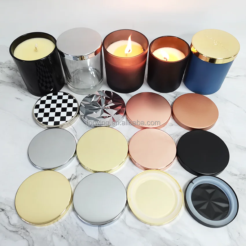 Hot Sale Gold Metal Candle Lid  Covers Iron Metal Flat Lid  Rose Gold Custom Candle Jar Lid For Scented Candle Glass Jar details