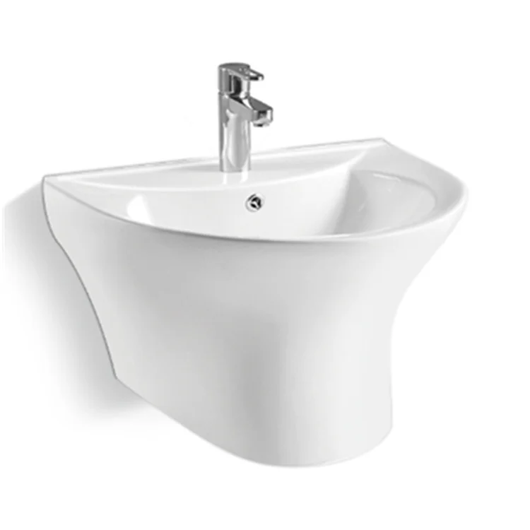 Modern Design Bathroom Wall Mounted Half Pedestal Wash Basin