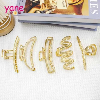 Instock Alloy Hair Claw Gold Metal Claw Clip Multi-style Lady Girls Hair Accessories