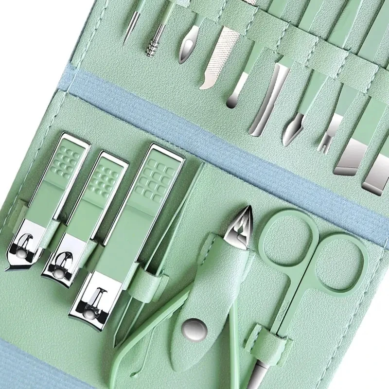 product high quality green custom logo travel  manicure set 12 in1 nail clipper set-5