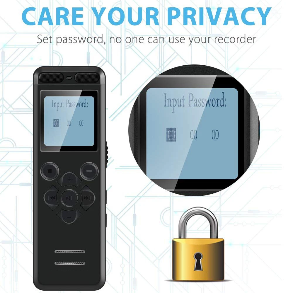 V36 Digital Voice Recorder with Microphone Long Battery Life 32GB Hearing Aid Function USB Portable Dictaphone for Meeting