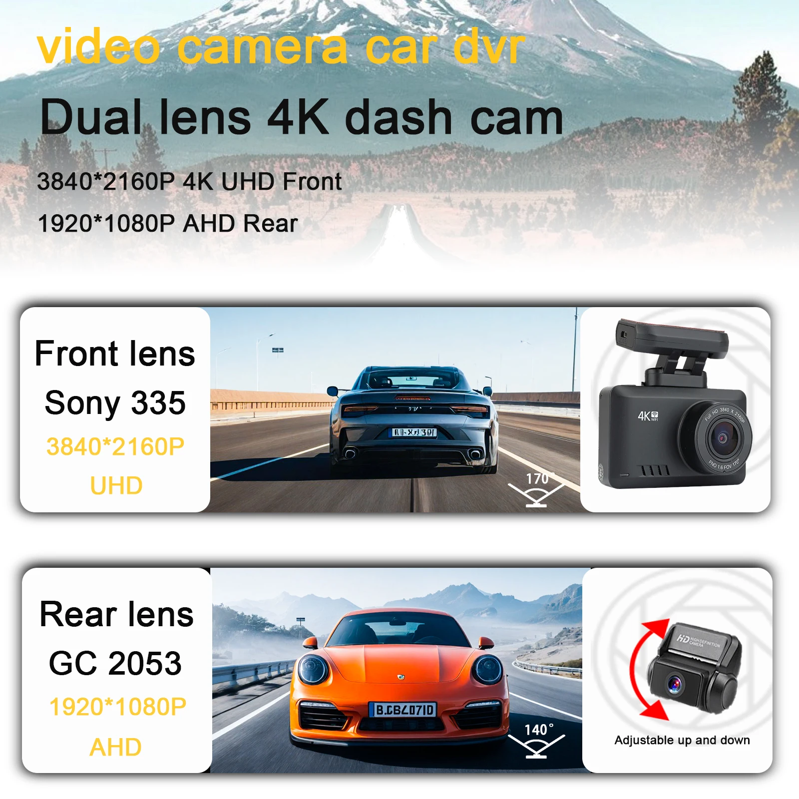 Dash Cam Front 1080P FHD, GOODTS Car Camera 2.45 Inch Screen, Mini Dash Cam-  E