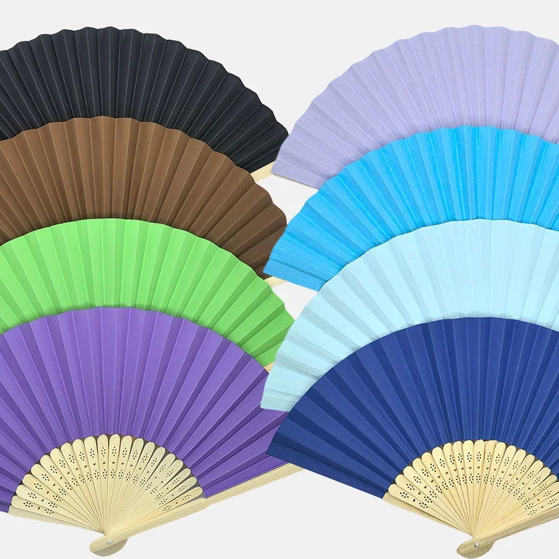 Colorful DIY Paper Fan Bamboo Bone Blank Fan Chinese Style Handmade Folding Fan Student Painting Fan Customized Logo preview 4
