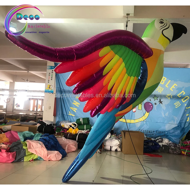 2Pcs Inflatable Parrots - 39" Tall PVC Tropical Party Decorations