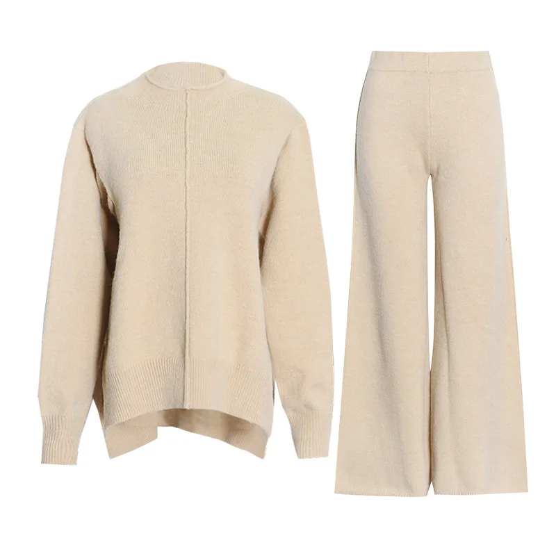 high neck knit loose women's suits