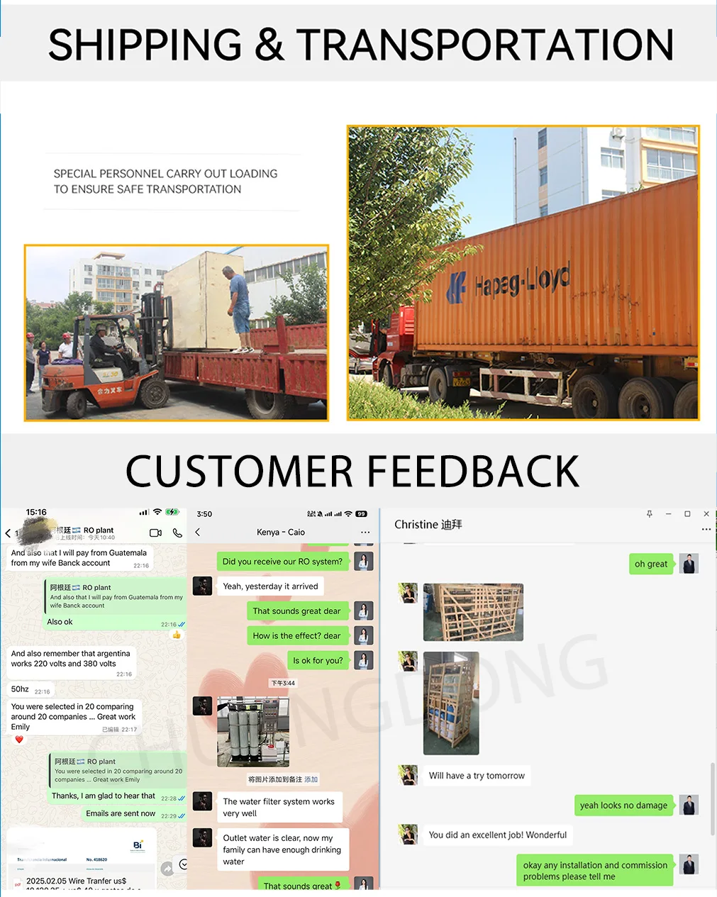 Packaging & shipping specifications