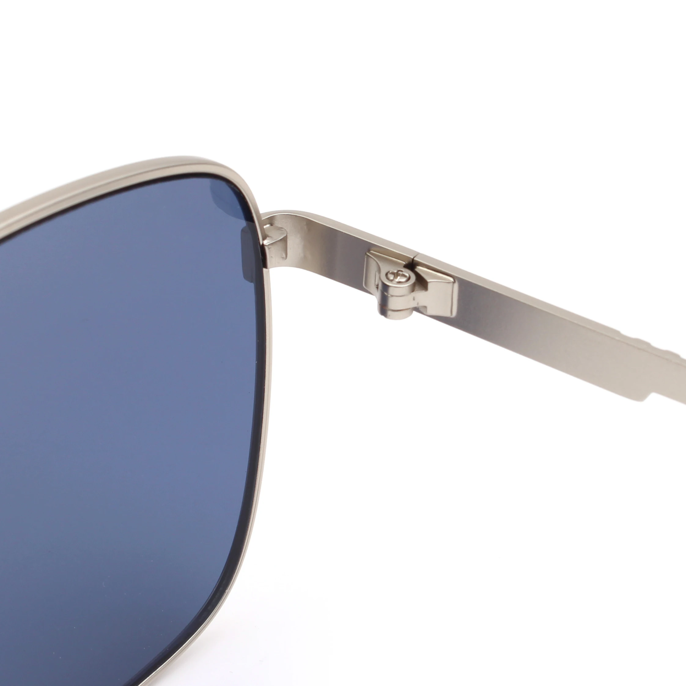 Fashion Sunglasses with Silver Grey Metal Frame Square Blue Lens UV Protection for Stylish Everyday Wear