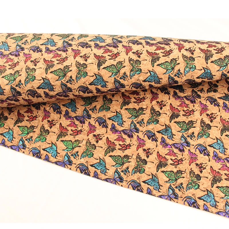 Веганская Экологически чистая 0 4 мм Натуральная португальская Радужная пробковая ткань с бабочкой для пробковой обуви сумки на