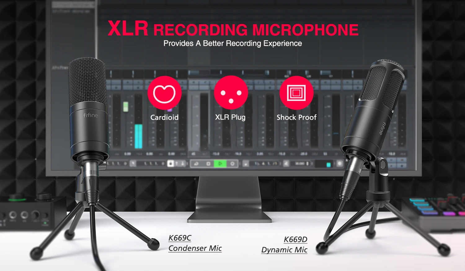 Fifine SC3 Audio Interface Studio Sound Card Mixer Live Streaming Audio ...