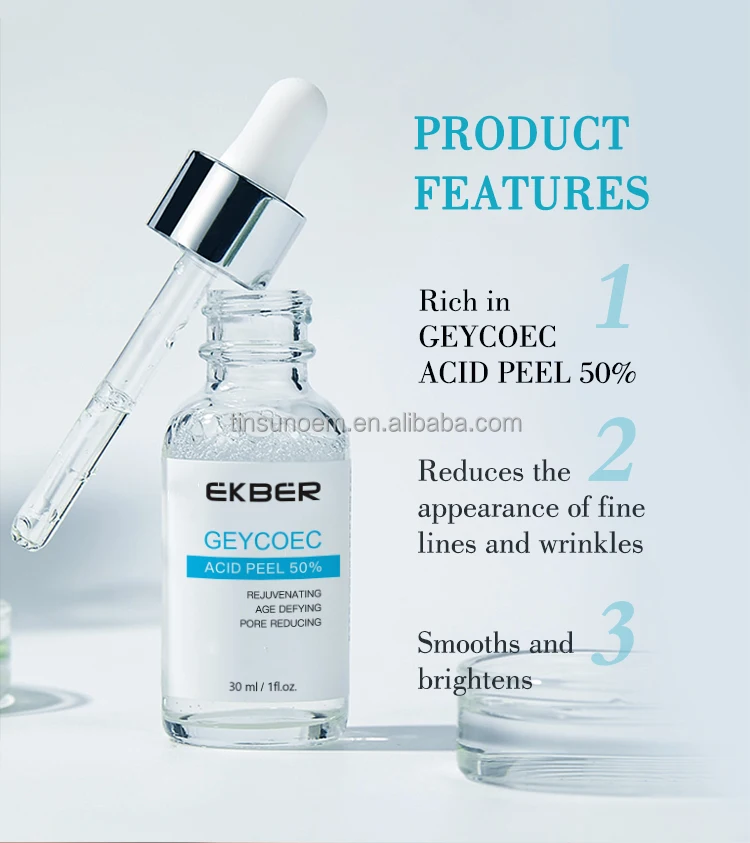 Customize Logo Glycolic Acid 50 Face Serum For Acne Whitening Aging Rough Skin Chemical Peel