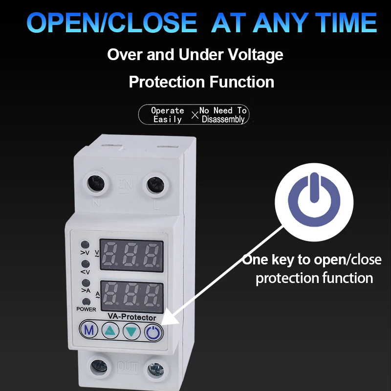 1P + N 63A Din рейка регулируемый в УФ-ампер протектор интеллектуальные автоматические стабилизаторы напряжения реле цифровой электрический светодиодный