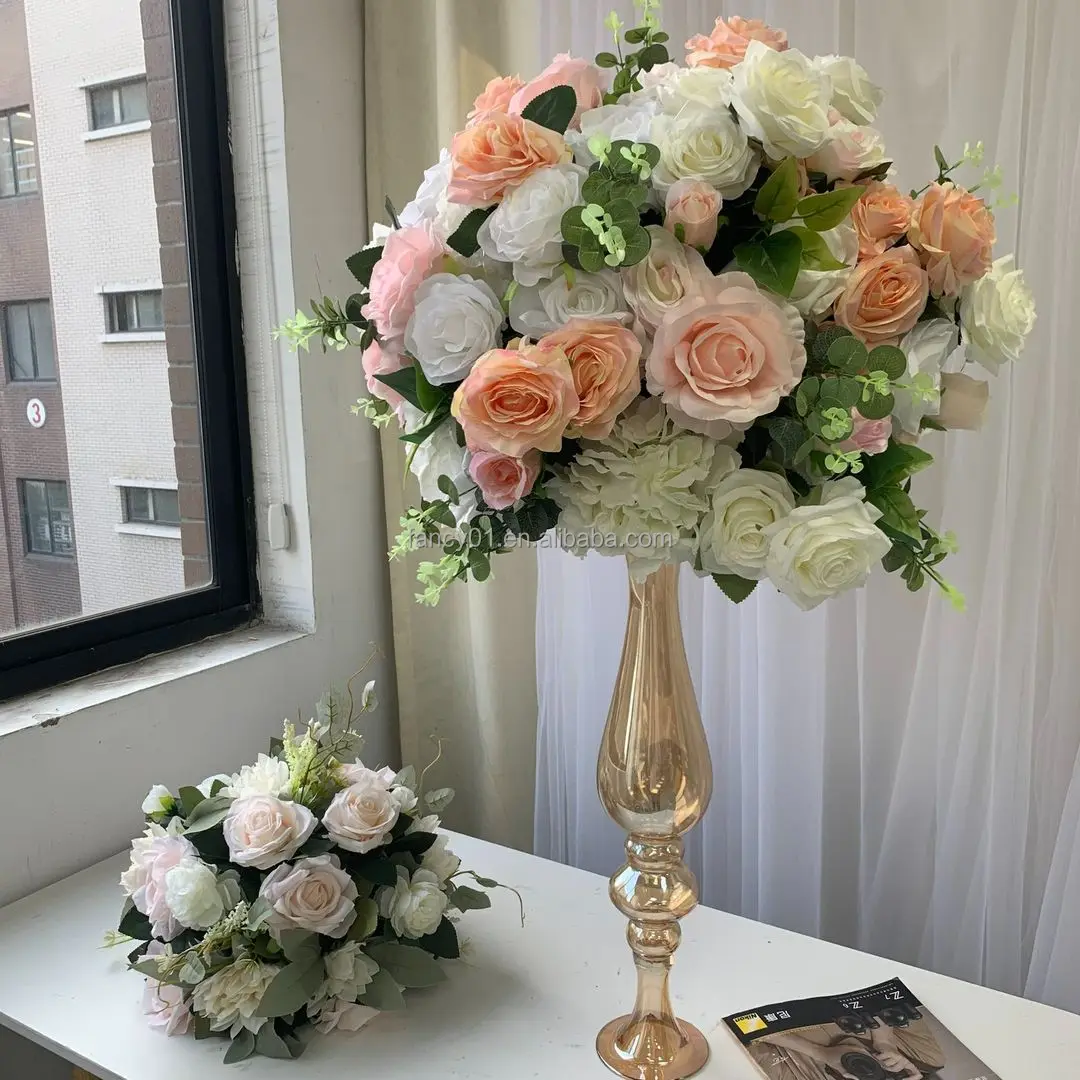 Baby Breath Flower Arrangement Artificial White Rose Flower Table Runner Garland For Wedding