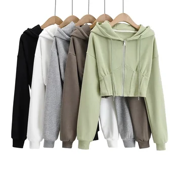 Spring and autumn new female fashion temperament Spice girls casual sports hoodie zipper cardigan long-sleeved coat