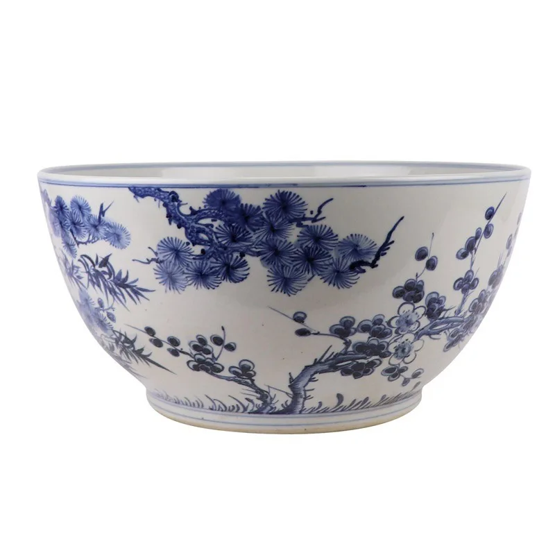 Ciotola Decorativa In Porcellana Blu E Bianca 26x10 Cm – Fruttiera Vintage Per Casa E Regalo