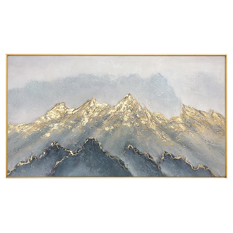 Mountains of gold – gold leaf textured abstract painting