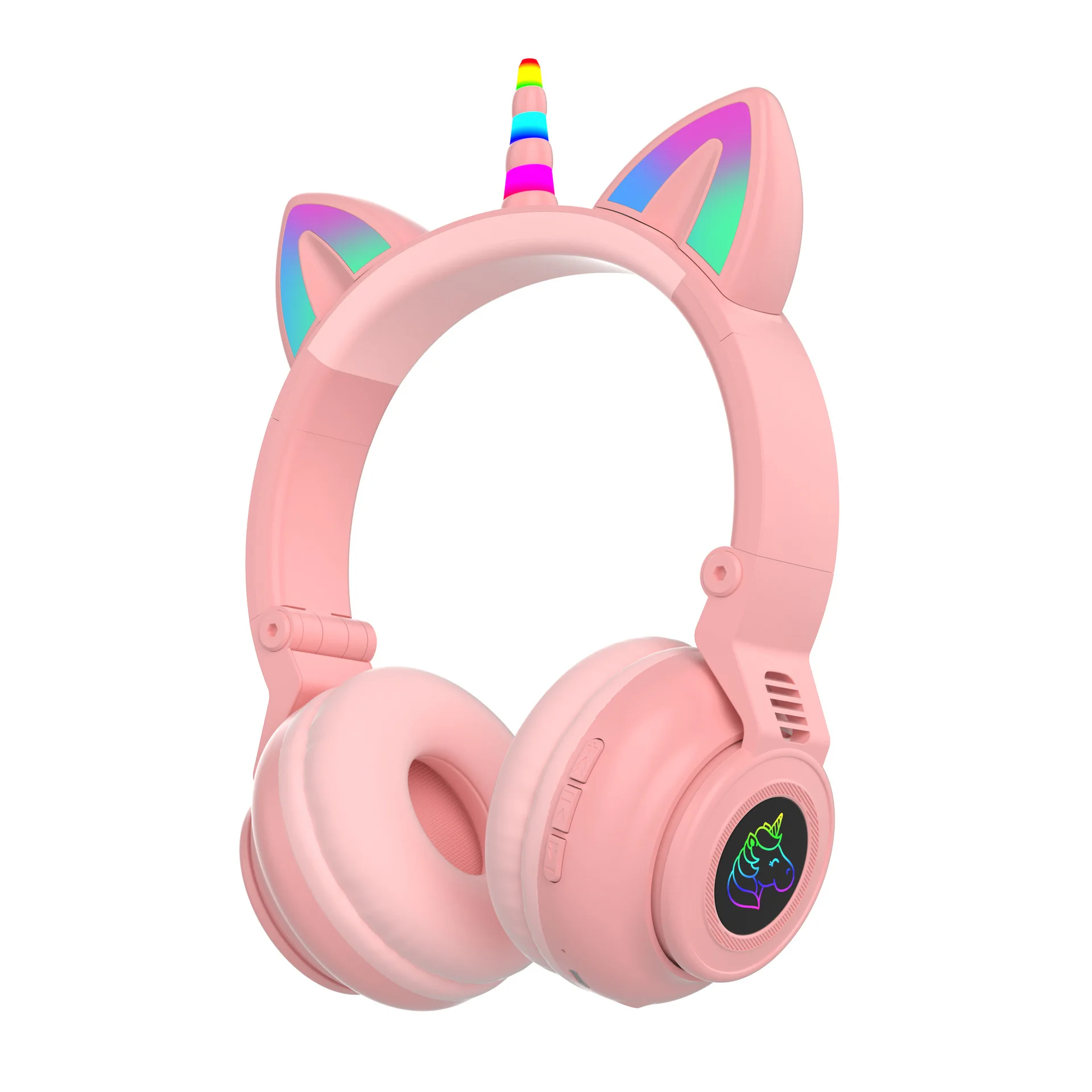 Led Flash Mignon Cat Ears Casque sans fil avec microphone Stéréo Bluetooth  Casque pour enfants Fille Musique Cadeau