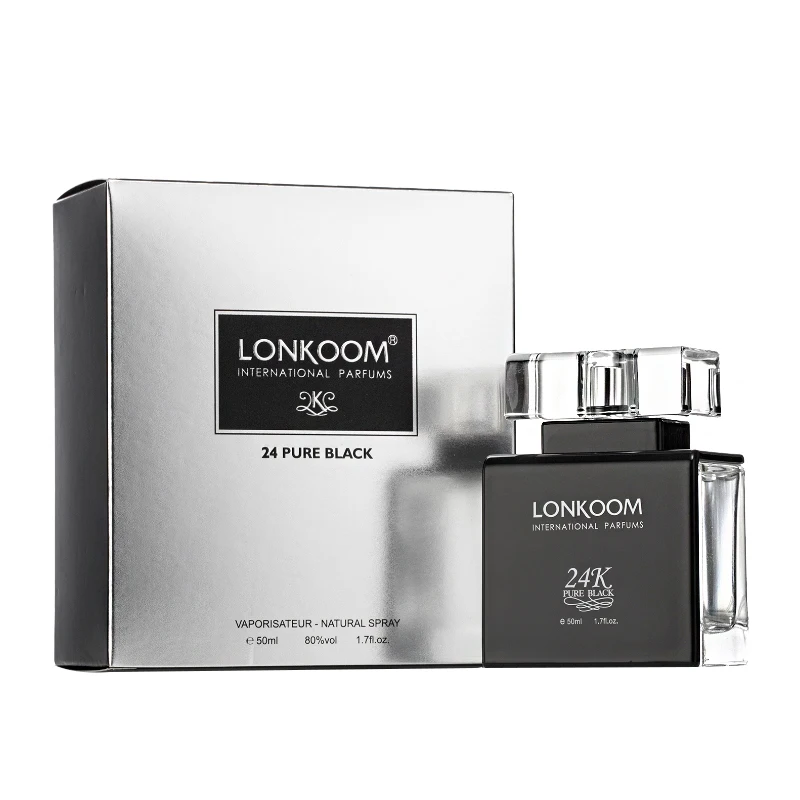 50ml Men Perfume Unique Design Portable Traveling Size Bottle LONKOOM Mini Perfume 24K Pure Black