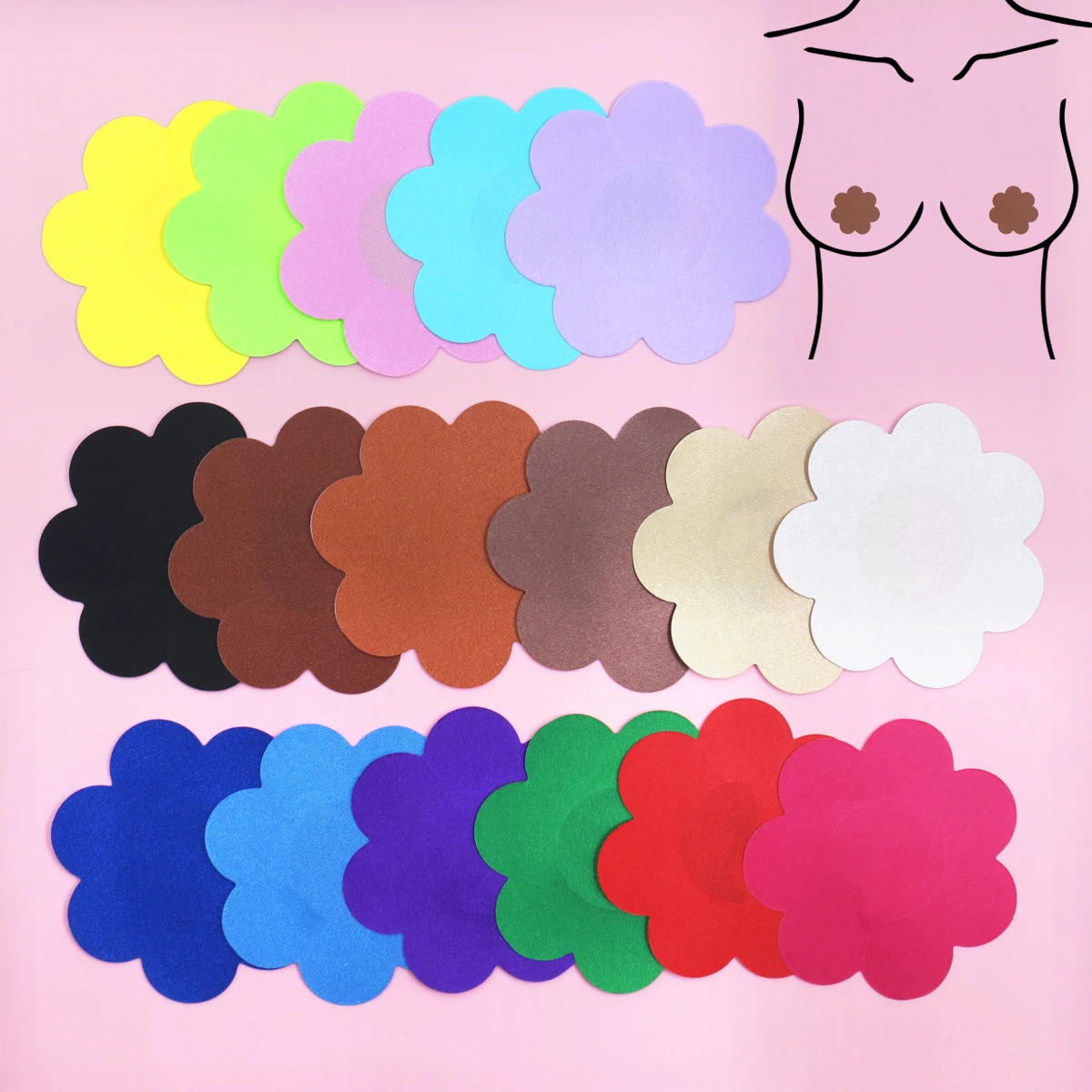 Hot Selling High Quality Disposable Flower Satin Skin Friendly Lightweight Nipple Covers for Backless Strapless Tops Casual Wear
