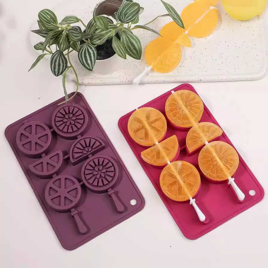 Silicone Ice Cube Popsicle Molds with Sticks  Whisky Lemon Shape Silicone Ice Cube Tray with PP Sticks