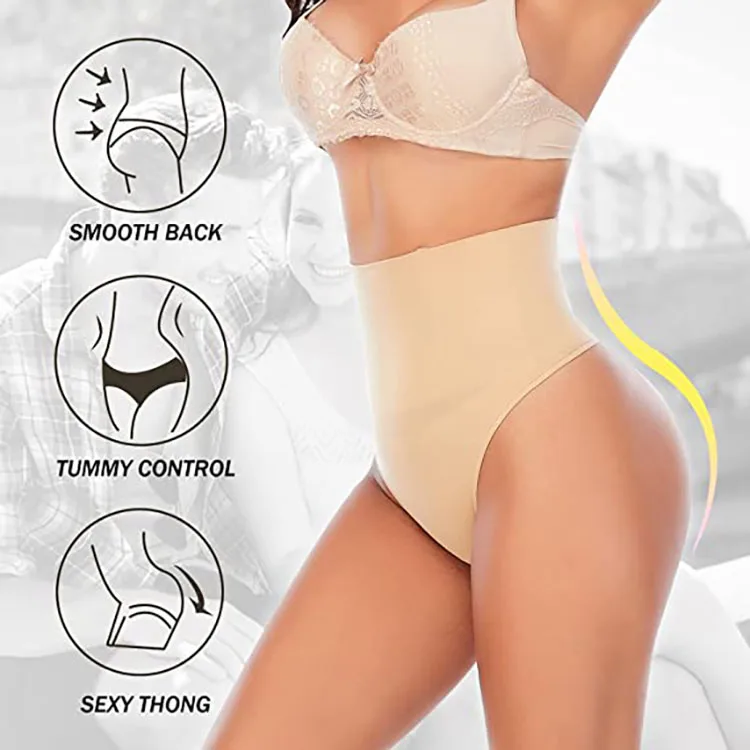 Tummy Control High Waisted Thongs Underwear Seamless Slimming Body