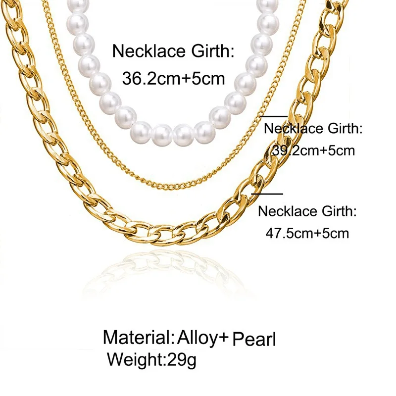 Occident popular personality exaggerated necklace elegant luxurious pearl necklace alloy multilayer gold necklace for Women