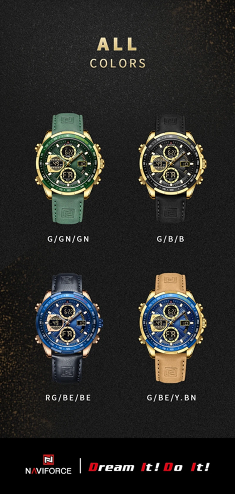 NAVIFORCE 9197L Quartz Watches Mens Luxury Sport Chronograph Waterproof Quartz Big Clock Digital Wristwatches Men Watch